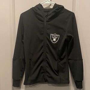 Raiders Womens Hoodie Small Black Zip Up Jacket NFL Las Vegas Football Glitter